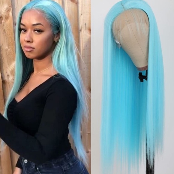 24inch Straight Light Blue Lace Front Wig NEW 💙